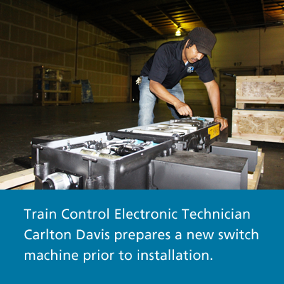 Train Control Electronic Technician prepares a switch machine